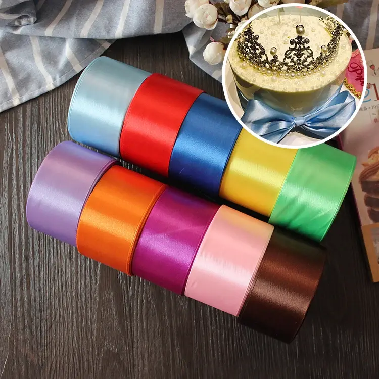50mm Satin Ribbons 25yards/Roll Wedding Birthday Party Decoration Silk Ribbons DIY Handmade Roses Flower Bow Ties Crafts Fabric