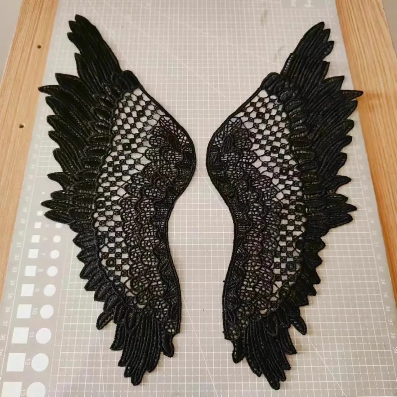 1 Pair Black White Wing Collar Embroidery Patches For Clothing Dress Decoration Sew On Patch Applique Accessories Repair Crafts