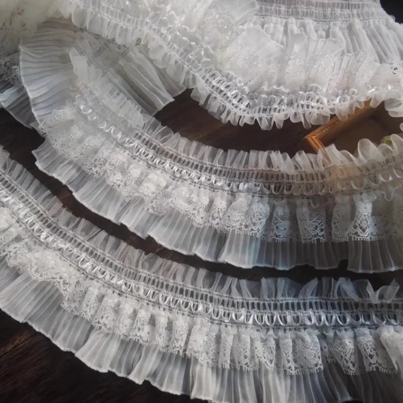 1 Yard Embroidery Elastic Lace Clothing Lace Fabric Lace Layer Materials Vintage Dress Lace Accessories 7.5CM