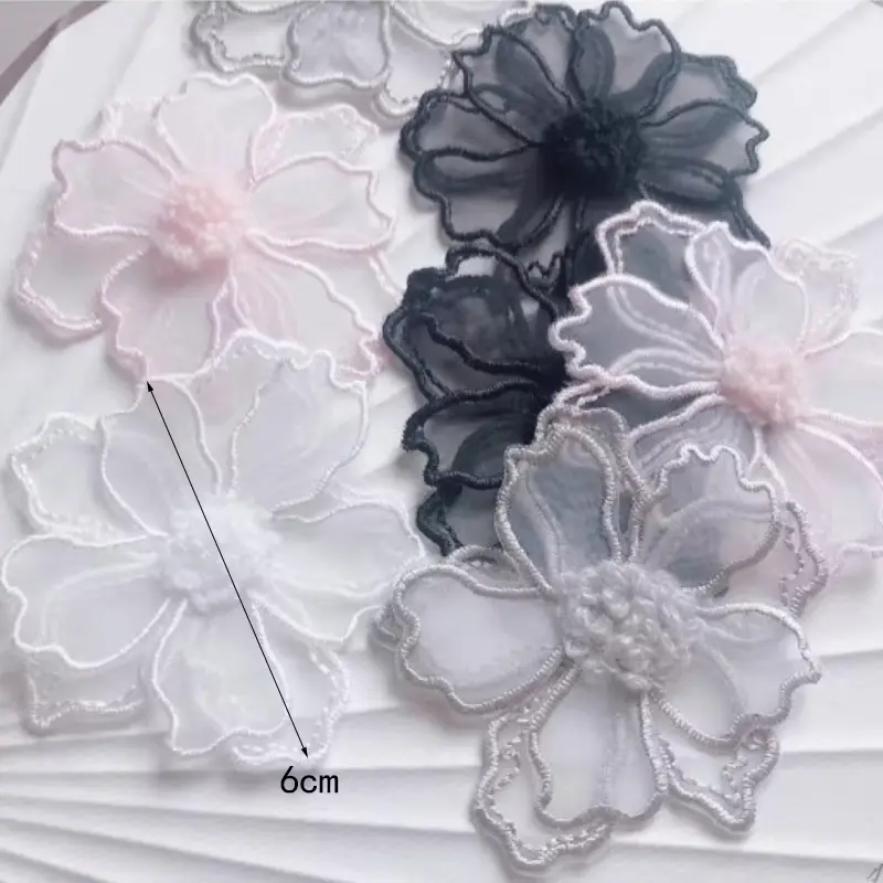 5Pcs Multi-Color Flower Embroidery Patches Fabric For Dress Bags Accessories Sewing Patch Handmade Applique Repair Crafts
