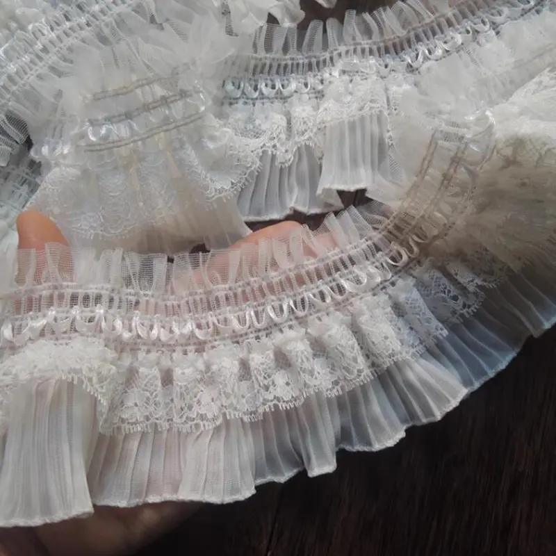 1 Yard Embroidery Elastic Lace Clothing Lace Fabric Lace Layer Materials Vintage Dress Lace Accessories 7.5CM