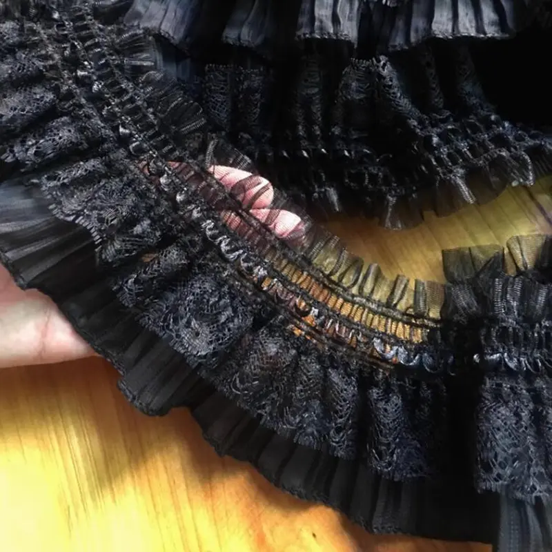 1 Yard Embroidery Elastic Lace Clothing Lace Fabric Lace Layer Materials Vintage Dress Lace Accessories 7.5CM