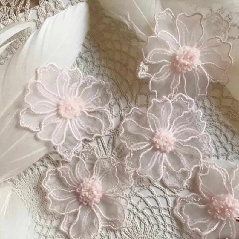 5Pcs Multi-Color Flower Embroidery Patches Fabric For Dress Bags Accessories Sewing Patch Handmade Applique Repair Crafts