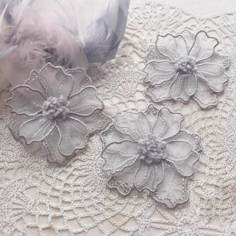 5Pcs Multi-Color Flower Embroidery Patches Fabric For Dress Bags Accessories Sewing Patch Handmade Applique Repair Crafts