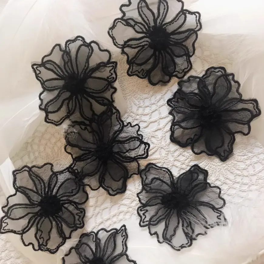 5Pcs Multi-Color Flower Embroidery Patches Fabric For Dress Bags Accessories Sewing Patch Handmade Applique Repair Crafts