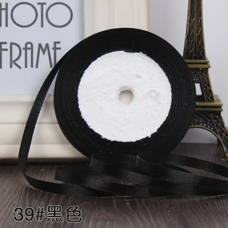 6mm 25 Yards 22 Meters Single Face Silk Satin Ribbon Handmade DIY Decorative Gift Packing Wedding Crafts Christmas Decoration
