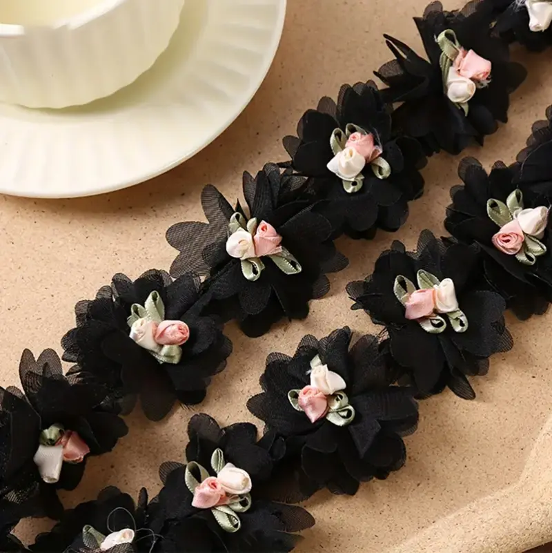 10Pcs Embroidery Flower Patches Fabric For Wedding Headwear Accessories Sewing Patch Handmade Applique Repair Crafts Supplies