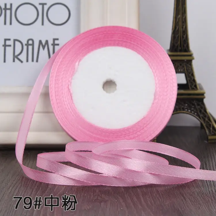 6mm 25 Yards 22 Meters Single Face Silk Satin Ribbon Handmade DIY Decorative Gift Packing Wedding Crafts Christmas Decoration