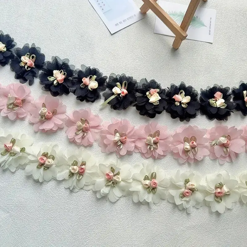 10Pcs Embroidery Flower Patches Fabric For Wedding Headwear Accessories Sewing Patch Handmade Applique Repair Crafts Supplies