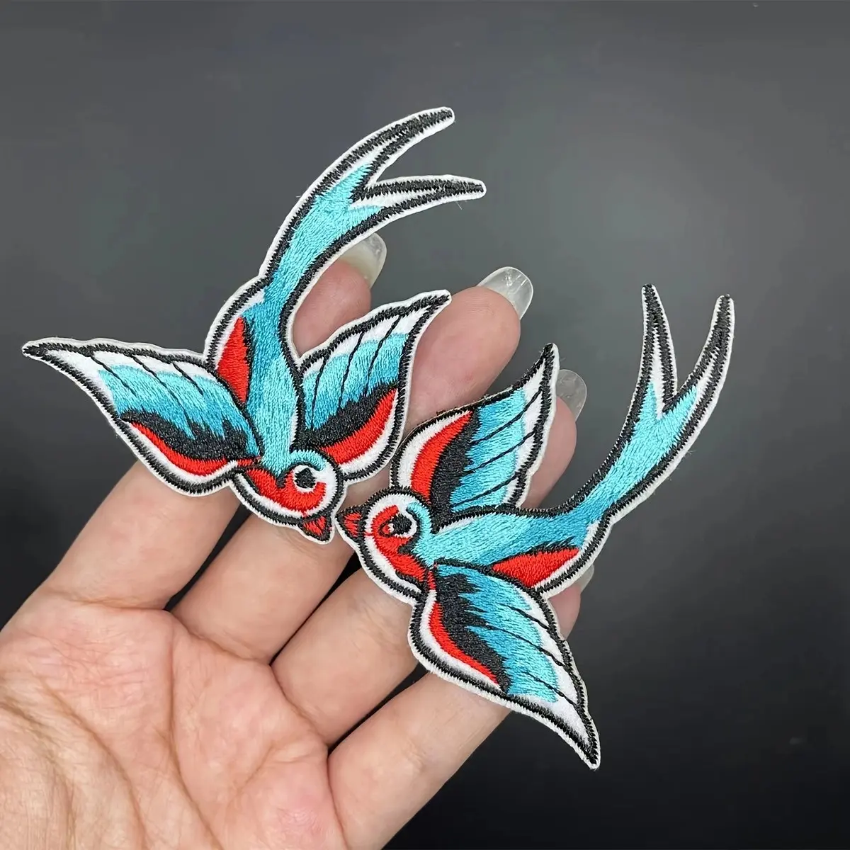 1 Pair Bird Embroidery Patches Fabric For T-Shirt Pants Bags Accessories Iron On Patch Handmade Applique Repair Crafts Supplies