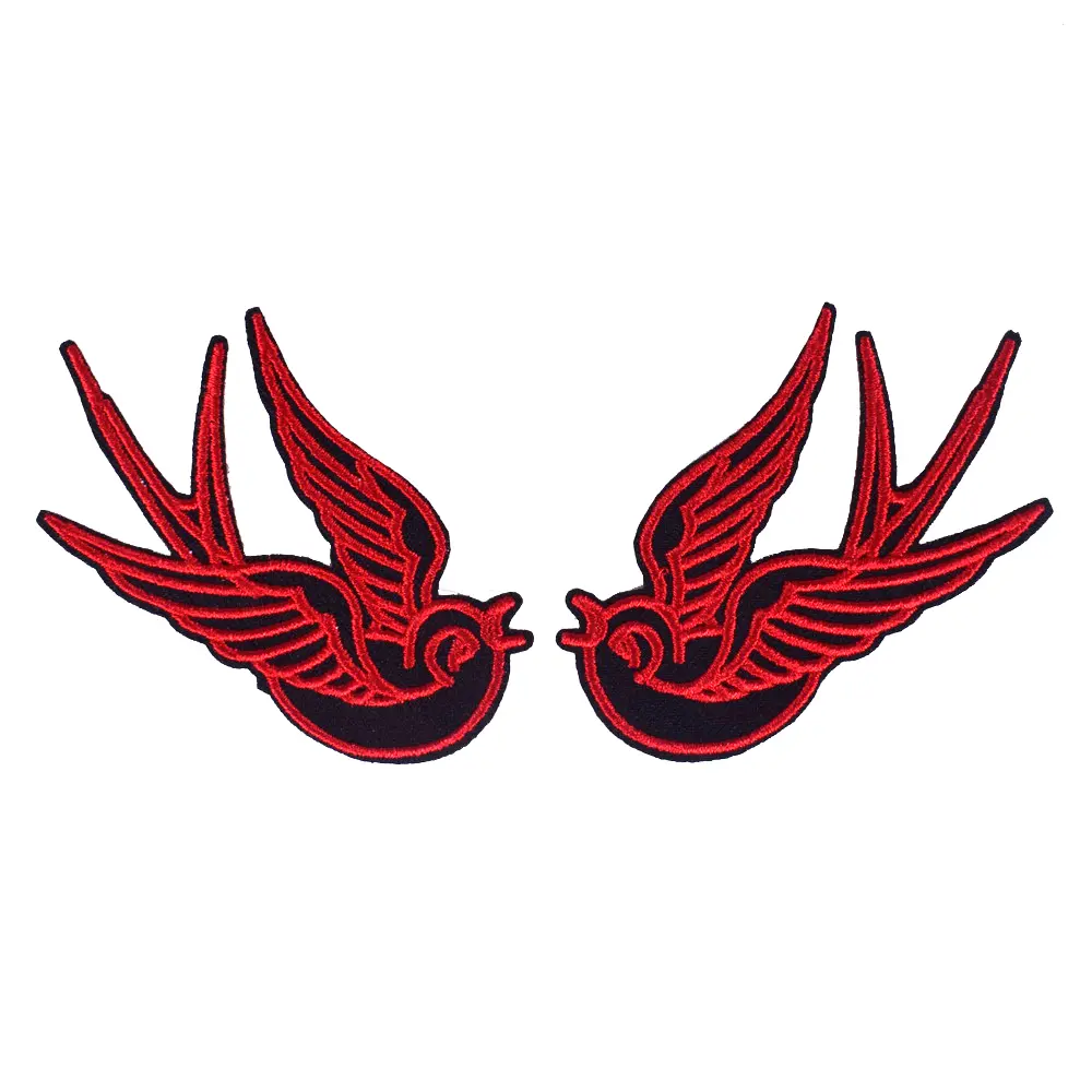 1 Pair Bird Embroidery Patches Fabric For T-Shirt Pants Bags Accessories Iron On Patch Handmade Applique Repair Crafts Supplies