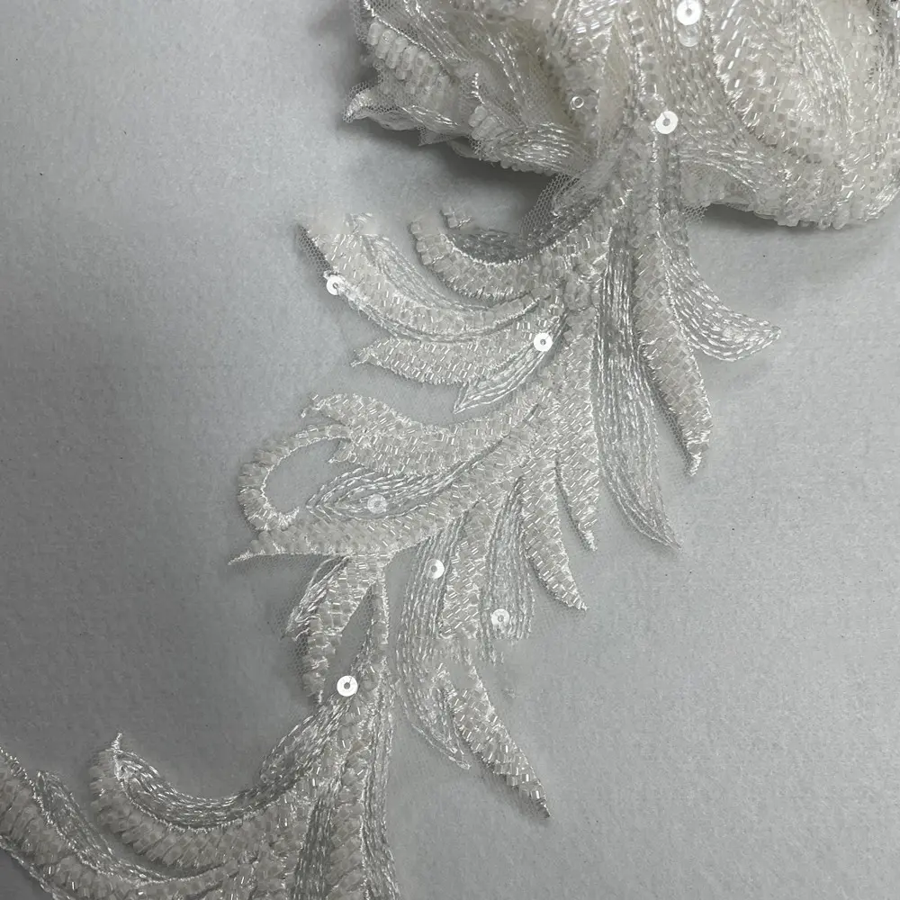 1Pc Sequin Phoenix-Tail Flower Embroidery Patches Fabric For Evening Dress Accessories Sewing Patch Handmade Applique Crafts