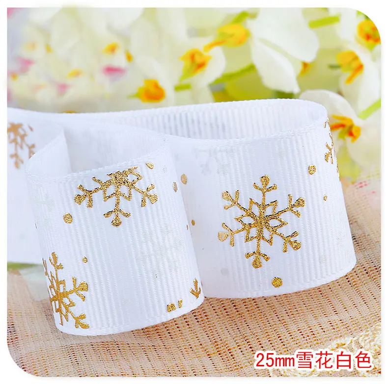 25mm Green Red White Snowman Letter Printed Grosgrain Ribbons Christmas Halloween Party Gift Box Wrapping Cartoon Ribbons 1Meter
