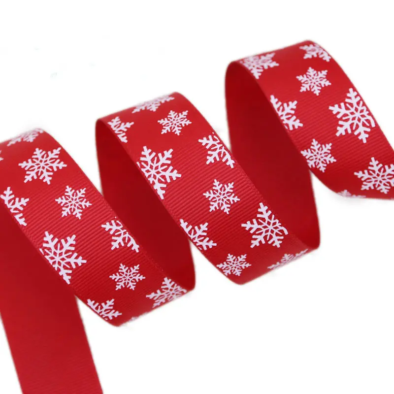 25mm Green Red White Snowman Letter Printed Grosgrain Ribbons Christmas Halloween Party Gift Box Wrapping Cartoon Ribbons 1Meter
