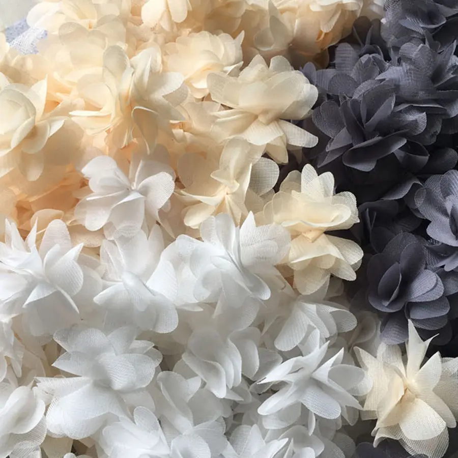 20Pcs Chiffon Flower Embroidery Patches Fabric For Dress Bags Accessories Iron On Patch Handmade Applique Repair Crafts Supplies