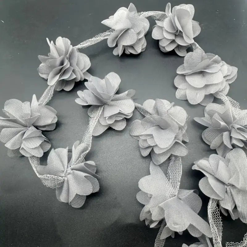 20Pcs Chiffon Flower Embroidery Patches Fabric For Dress Bags Accessories Iron On Patch Handmade Applique Repair Crafts Supplies