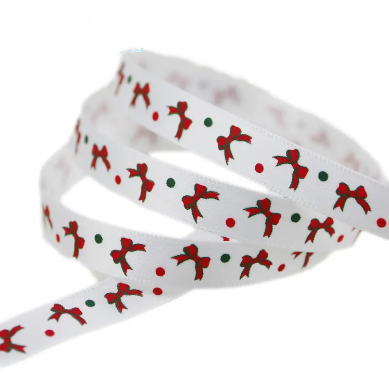 2 Meters/Lots 10mm Cartoon Snow Tree Printed Grosgrain Ribbons Christmas Valentine's Day Decoration Satin Ribbons Gift Wrapping