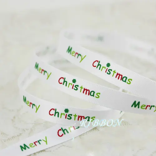 2 Meters/Lots 10mm Cartoon Snow Tree Printed Grosgrain Ribbons Christmas Valentine's Day Decoration Satin Ribbons Gift Wrapping