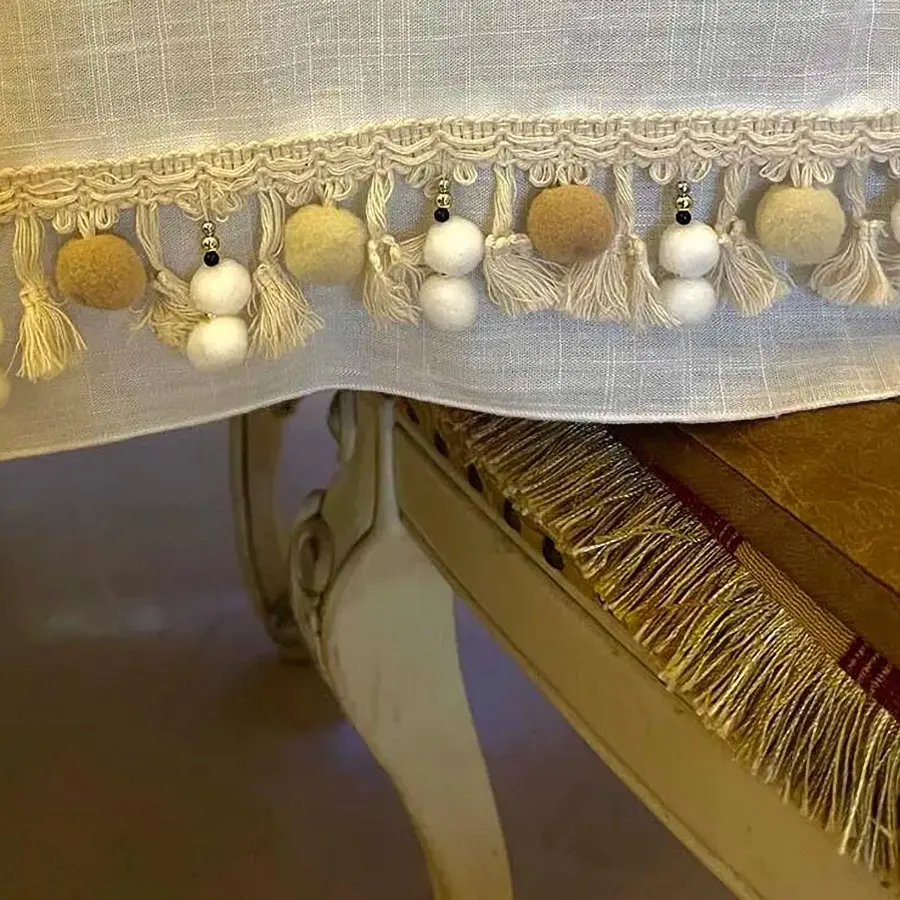 1Yard Beige Small Ball Embroidery Lace Fabric Trim DIY Clothing Wedding Home Blanket Decoration Handmade Sewing Crafts Supplies
