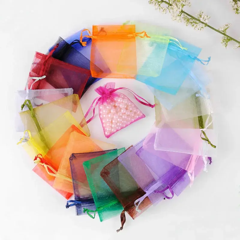 50PCS 7x9cm Chiffon Organza Bags Christmas Halloween Wedding Birthday Party Gift Box Packaging Bags Festive & Party Supplies