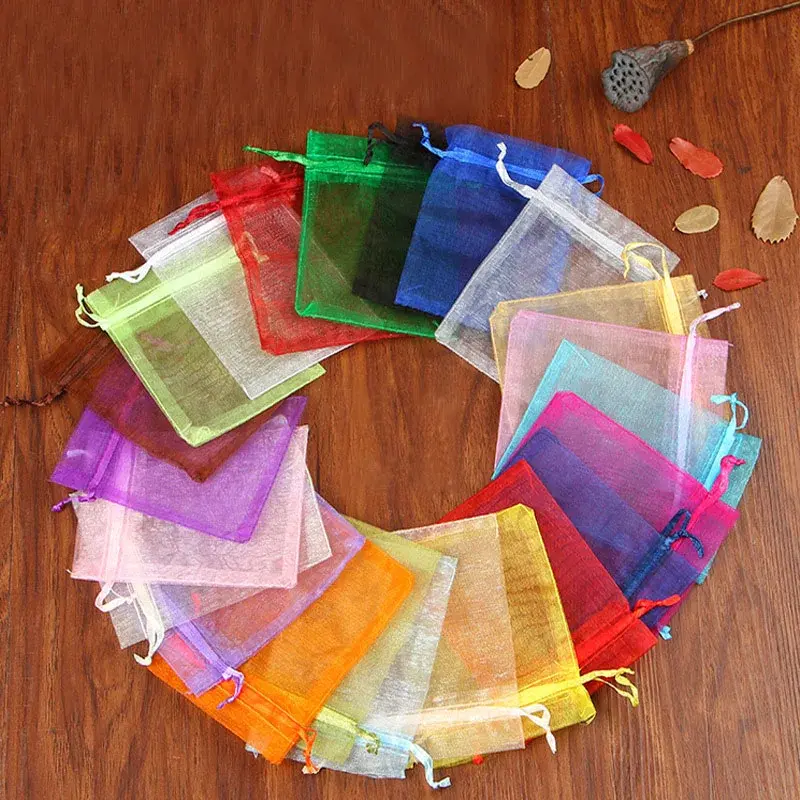 50PCS 7x9cm Chiffon Organza Bags Christmas Halloween Wedding Birthday Party Gift Box Packaging Bags Festive & Party Supplies