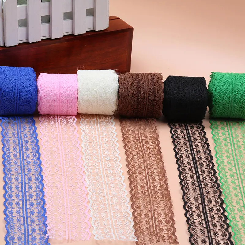 Hot 10Meters High Quality White Lace Ribbon Tape 45MM Lace Trim DIY Embroidered For Sewing Decoration African Lace Fabric Ribbon
