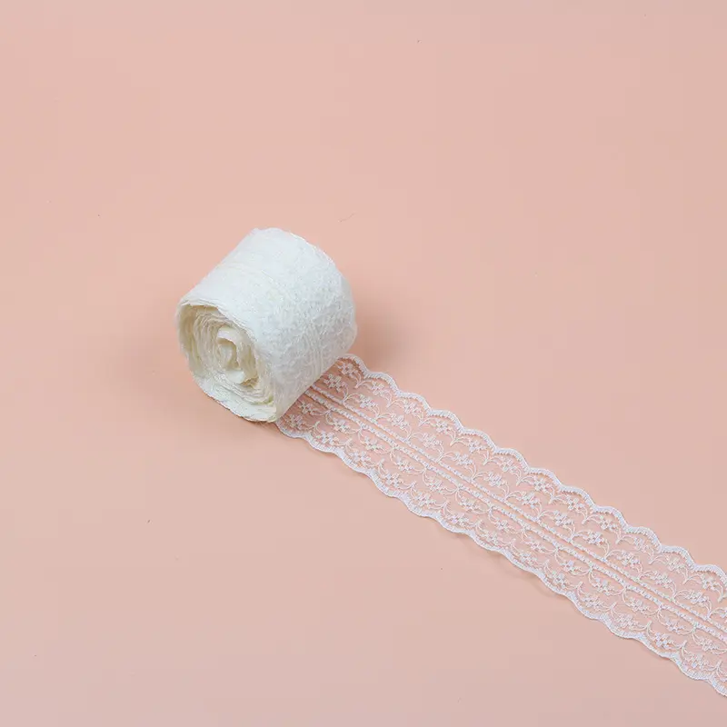 Hot 10Meters High Quality White Lace Ribbon Tape 45MM Lace Trim DIY Embroidered For Sewing Decoration African Lace Fabric Ribbon