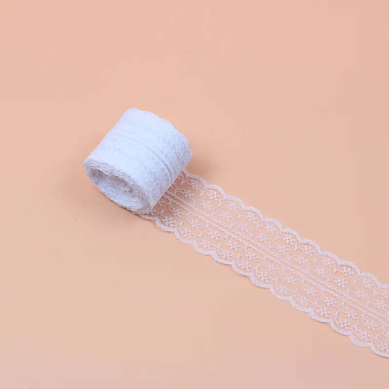Hot 10Meters High Quality White Lace Ribbon Tape 45MM Lace Trim DIY Embroidered For Sewing Decoration African Lace Fabric Ribbon