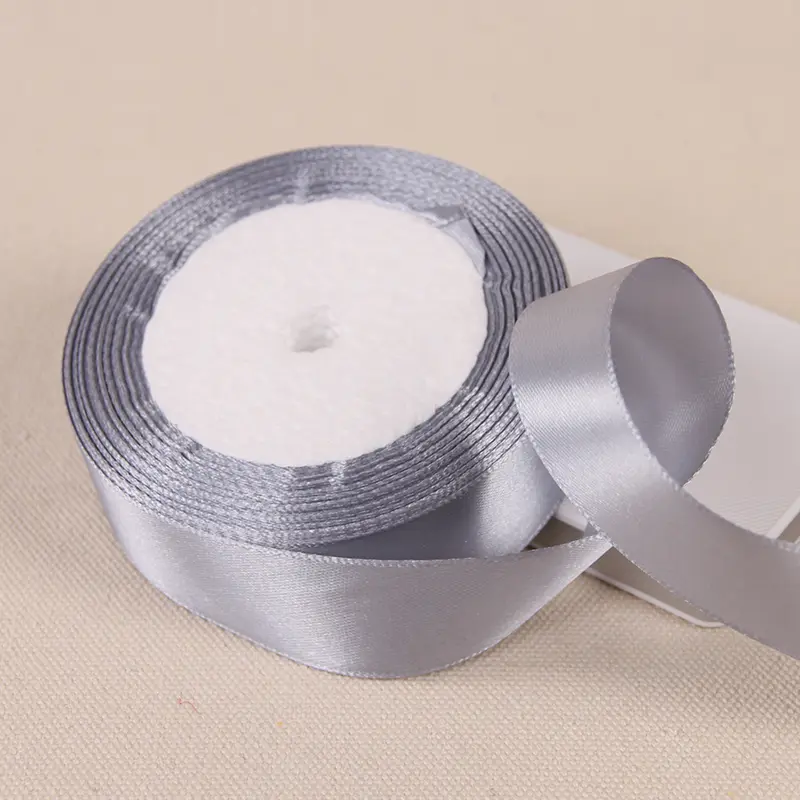 6mm 10mm 15mm 20mm 25mm 40mm 50mm Gray Silk Satin Ribbons DIY Crafts Supplies Wedding Decoration Gift Wrapping Silver Ribbons