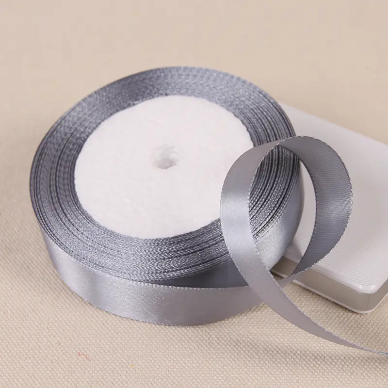 6mm 10mm 15mm 20mm 25mm 40mm 50mm Gray Silk Satin Ribbons DIY Crafts Supplies Wedding Decoration Gift Wrapping Silver Ribbons