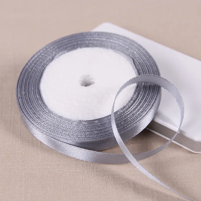 6mm 10mm 15mm 20mm 25mm 40mm 50mm Gray Silk Satin Ribbons DIY Crafts Supplies Wedding Decoration Gift Wrapping Silver Ribbons