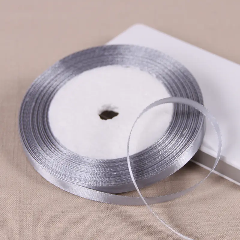 6mm 10mm 15mm 20mm 25mm 40mm 50mm Gray Silk Satin Ribbons DIY Crafts Supplies Wedding Decoration Gift Wrapping Silver Ribbons