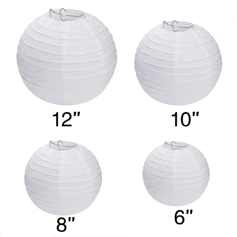 White Chinese Round Paper Lantern Christmas Halloween New Year Festive Party Supplies Wedding Baby Shower Birthday Decoration