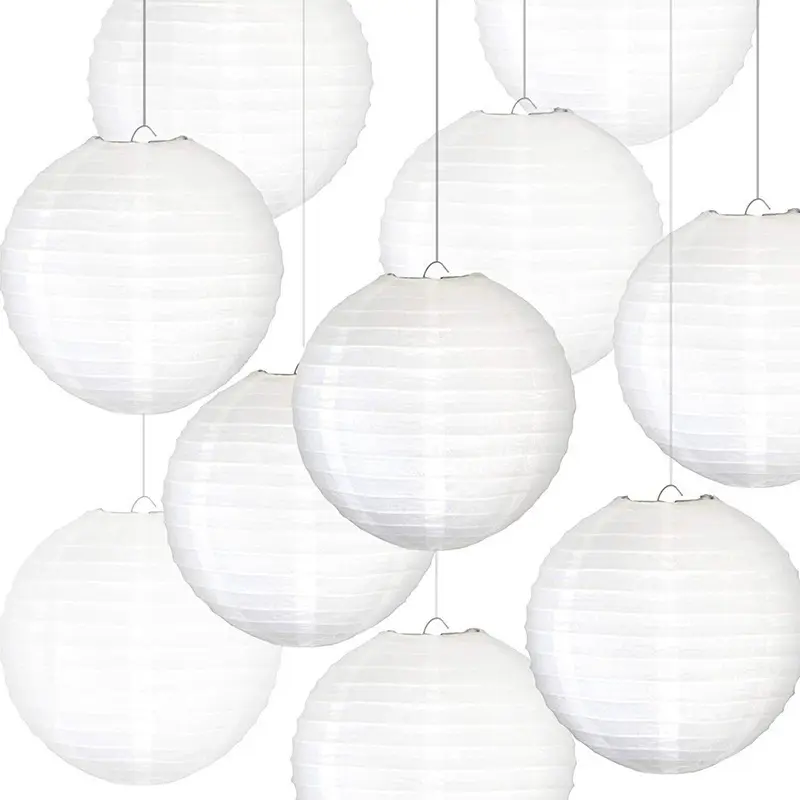 White Chinese Round Paper Lantern Christmas Halloween New Year Festive Party Supplies Wedding Baby Shower Birthday Decoration