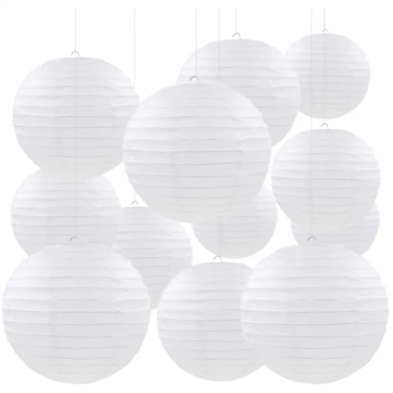 White Chinese Round Paper Lantern Christmas Halloween New Year Festive Party Supplies Wedding Baby Shower Birthday Decoration