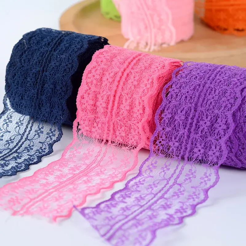 10Meters/Lots 43mm Lace Ribbon DIY Apparel Sewing & Fabric Handmade Material Blue Purple Green Pink Red White Lace Trimming