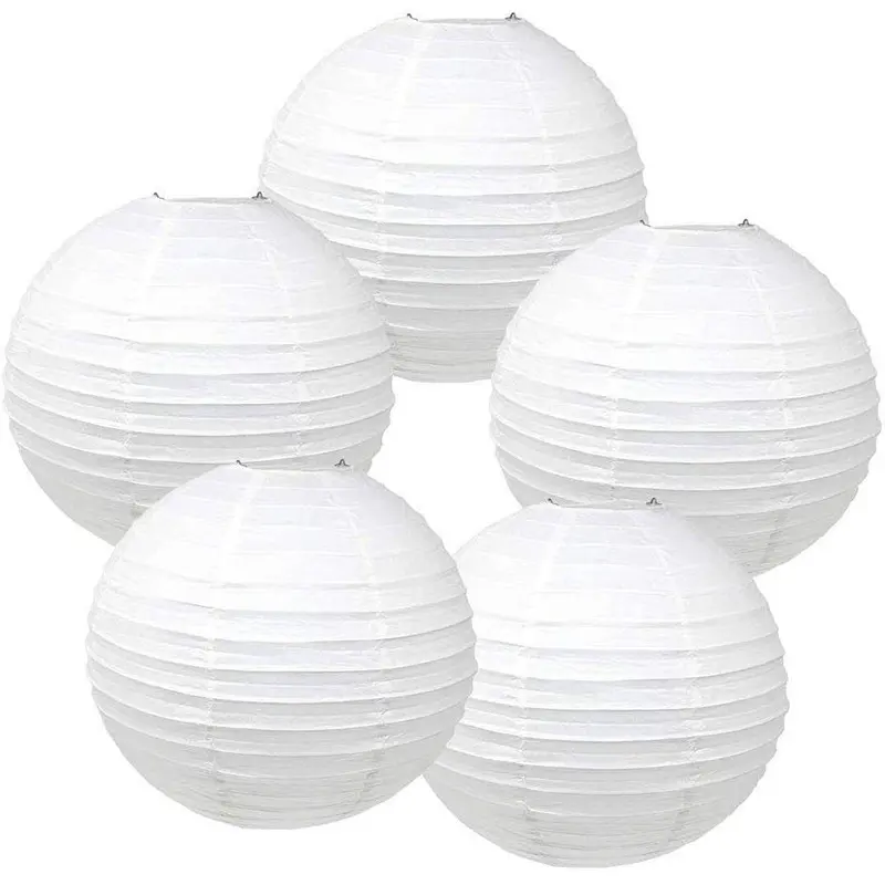 White Chinese Round Paper Lantern Christmas Halloween New Year Festive Party Supplies Wedding Baby Shower Birthday Decoration