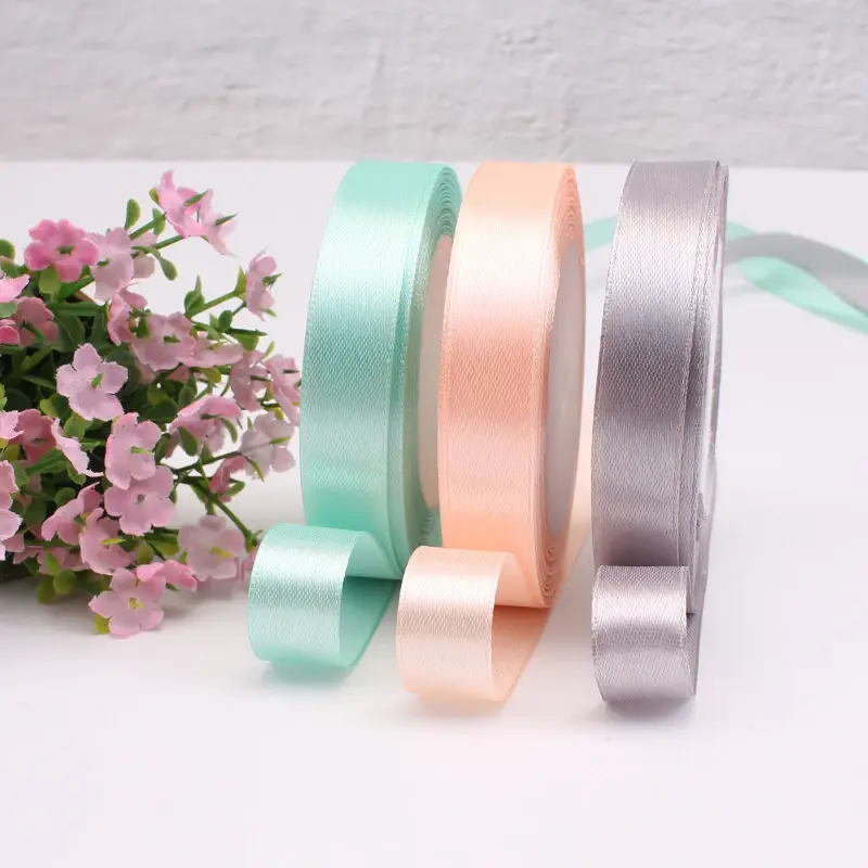 25Yards/Roll 15mm Satin Ribbon Christmas Party Wedding Decoration Gift Wrapping Ribbon DIY Handmade Crafts Sewing Material
