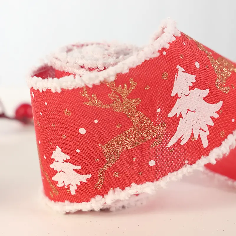 2Meters/Roll Red Pink White Christmas Webbing DIY Handmade Crafts Supplies Party Event Supplies Gift Box Flower Decoration