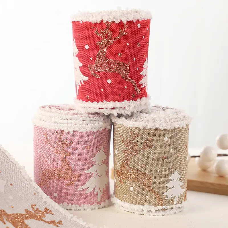 2Meters/Roll Red Pink White Christmas Webbing DIY Handmade Crafts Supplies Party Event Supplies Gift Box Flower Decoration