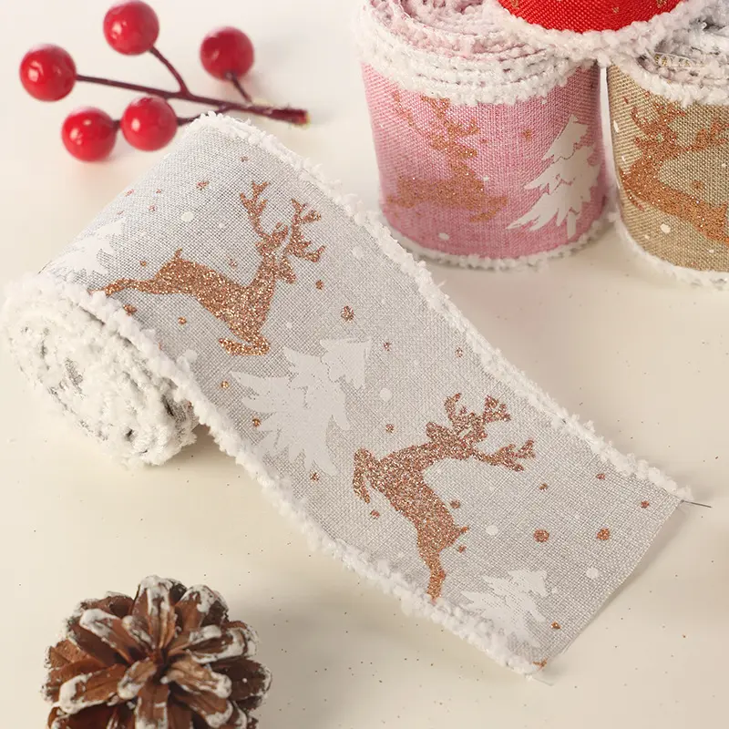 2Meters/Roll Red Pink White Christmas Webbing DIY Handmade Crafts Supplies Party Event Supplies Gift Box Flower Decoration