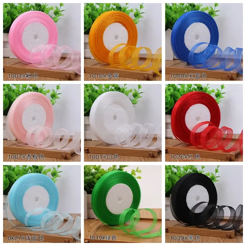 12mm Organza Ribbon Christmas Wedding Birthday Party Decoration Tapes DIY Handmade Crafts Material Gift Packaging Chiffon Ribbon