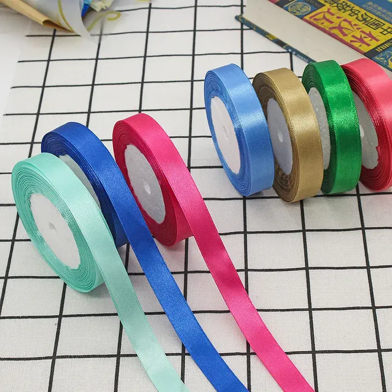 15mm 25 Yards/lot Satin Ribbons DIY Artificial Silk Roses Crafts Supplies Sewing Accessories Wedding Handmade Bows Gift Wrapping