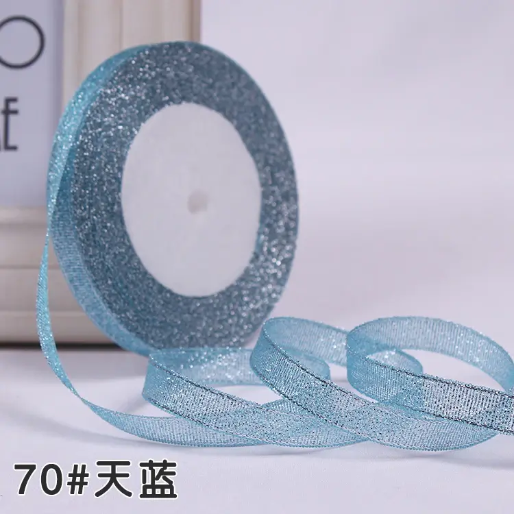 25 yards 10mm Glitter Ribbon Christmas Party Wedding Decoration Gift Wrapping Packaging Ribbons DIY Crafts Handmade Bow Fabric