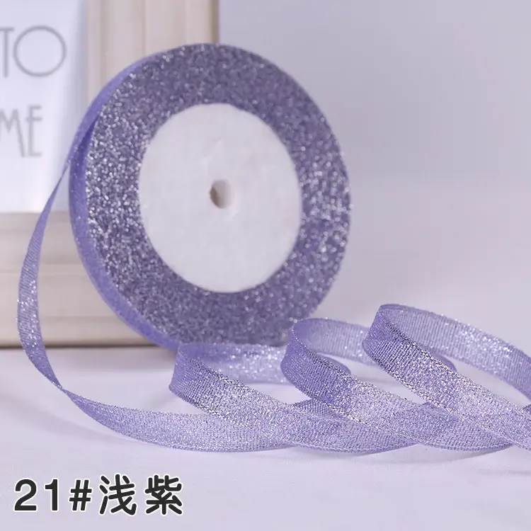 25 yards 10mm Glitter Ribbon Christmas Party Wedding Decoration Gift Wrapping Packaging Ribbons DIY Crafts Handmade Bow Fabric