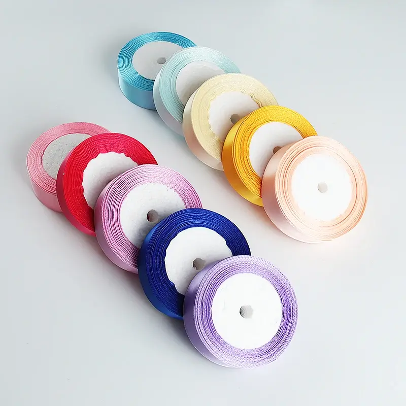 25mm Silk Satin Ribbons White Blue Purple Green Pink Yellow Black Silver Gold DIY Ribbons Wedding Christmas Party Gift Wrapping