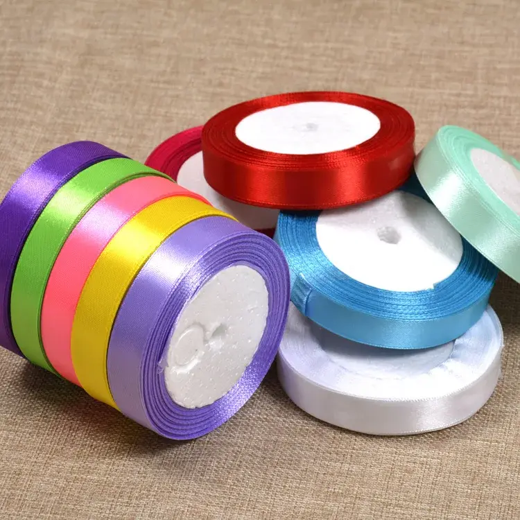 22Meters/Roll 15mm Silk Satin Ribbons Baby Shower Birthday Party Wedding Engagement Christmas Halloween Gift Wrapping Ribbon