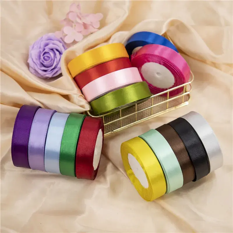 25mm Satin Ribbon DIY Crafts Scrapbooking Material Christmas Halloween Wedding Birthday Party Decoration Gift Packaging Ribbon