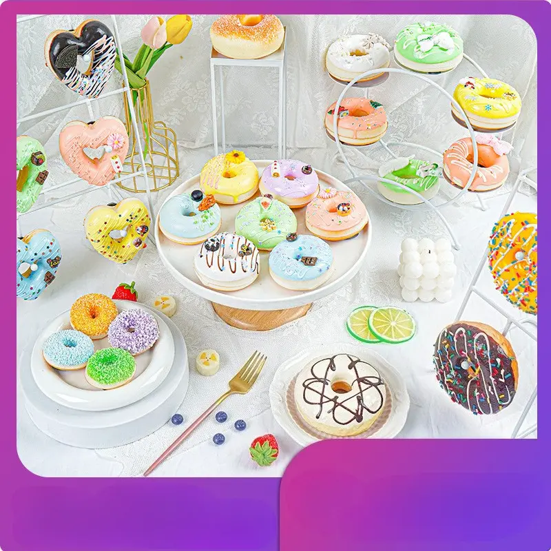 1piece 7cm Artificial Fake Donut Simulation Bread Cake Home Decoration Display Wedding Sweet Decortion