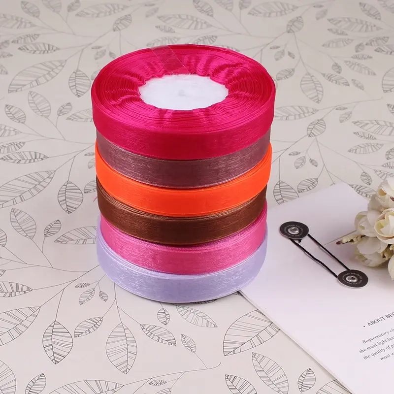 50 yard 15mm 45 Meters Organza Ribbon Party Wedding Birthday Gift Packaging Ribbons Christmas New Year DIY Bow Craft Accessories